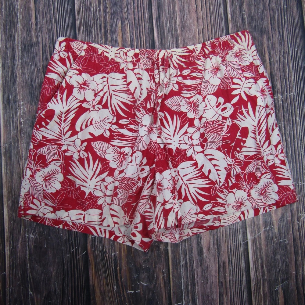 ERIKA & CO. Shorts Mens Medium Red Cotton Bermuda Elastic Waist 5 Inseam